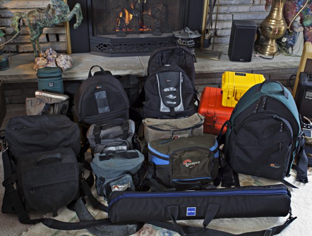 Early gathering of my camera bags farm as it was in 2012