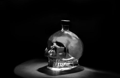 glass bottle skull